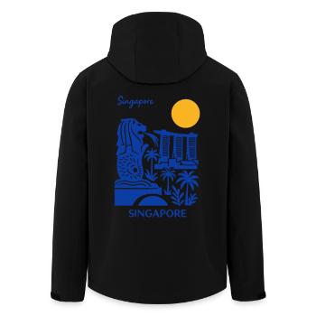 Blaues Merlion Skyline Singapur - Recycelte Männer Softshell-Jacke von Stanley/Stella - Schwarz - Hinten - AI Model Male 185 light (185cm)