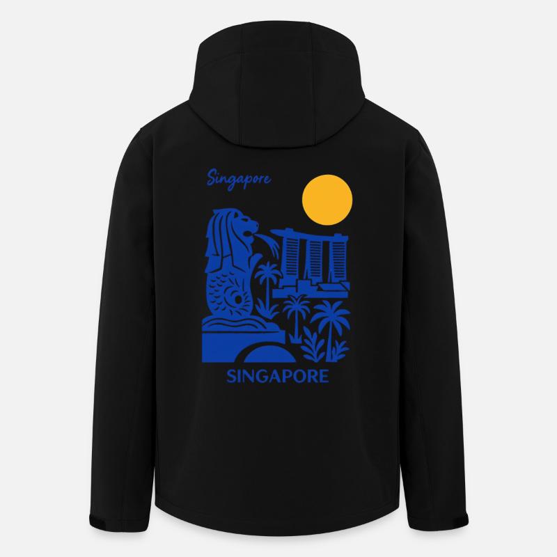 Blue Merlion Skyline Singapour - Veste softshell homme en polyester recyclé Stanley/Stella - noir