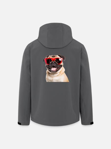 Cooler Mops mit roter Sonnenbrille - Recycelte Männer Softshell-Jacke von Stanley/Stella - Schwarz