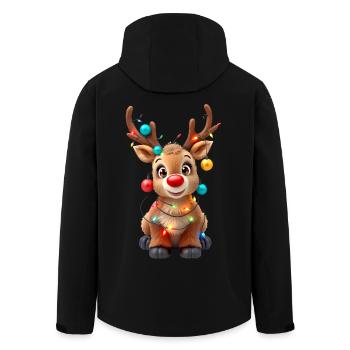 Reindeer Red Nose Rudolph Christmas Fairy Lights - Men’s Recycled Softshell Jacket by Stanley/Stella - black - Back - AI Model Male 185 light (185cm)