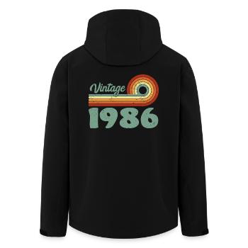 Vintage 1986 Retro Mountain Geburtstag 1986 - Recycelte Männer Softshell-Jacke von Stanley/Stella - Schwarz - Hinten - AI Model Male 185 light (185cm)