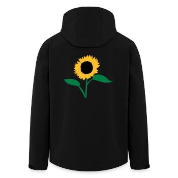 Sommer-Sonnenblumengelb mit offenen Blätter - Recycelte Männer Softshell-Jacke von Stanley/Stella - Schwarz - Hinten - AI Model Male 185 light (185cm)