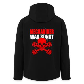 Mechaniker was sonst - Recycelte Männer Softshell-Jacke von Stanley/Stella - Schwarz - Hinten - AI Model Male 185 light (185cm)