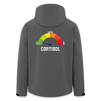 Cortisol Low – Relaxed Anti-Stress Design - Men’s Recycled Softshell Jacket by Stanley/Stella - black - Back - AI Model Male 185 light (185cm)