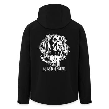 Loved by a Small Münsterlander Münsterländer Dogs - Men’s Recycled Softshell Jacket by Stanley/Stella - black - Back - AI Model Male 185 light (185cm)