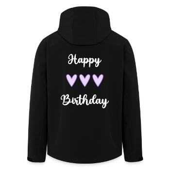 JAHRESTAG. ALLES GUTE ZUM GEBURTSTAG!. ALLES GUTE ZUM GEBURTSTAG!. - Recycelte Männer Softshell-Jacke von Stanley/Stella - Schwarz - Hinten - AI Model Male 185 light (185cm)