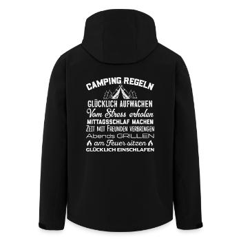 Camping Regel Zelten Urlaub Ferien Camper Geschenk - Recycelte Männer Softshell-Jacke von Stanley/Stella - Schwarz - Hinten - AI Model Male 185 light (185cm)