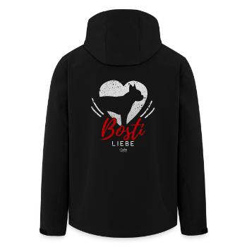 Boston Terrier mit Herz - Recycelte Männer Softshell-Jacke von Stanley/Stella - Schwarz - Hinten - AI Model Male 185 light (185cm)