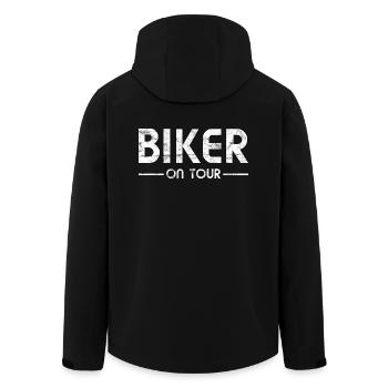 Riding a motorcycle - Biker On Tour - Men’s Recycled Softshell Jacket by Stanley/Stella - black - Back - AI Model Male 185 light (185cm)