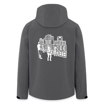 008 soundsystem 23 - Men’s Recycled Softshell Jacket by Stanley/Stella - black - Back - AI Model Male 185 light (185cm)
