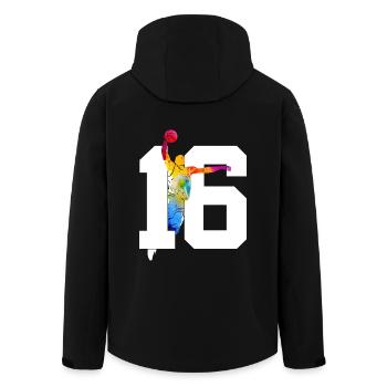 NUMÉRO 16 : 16E ANNIVERSAIRE DE BASKET-BALL - Veste softshell homme en polyester recyclé Stanley/Stella - noir - Dos - AI Model Male 185 light (185cm)