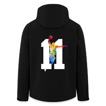NUMÉRO 11 : 11E ANNIVERSAIRE DE BASKET-BALL - Veste softshell homme en polyester recyclé Stanley/Stella - noir - Dos - AI Model Male 185 light (185cm)