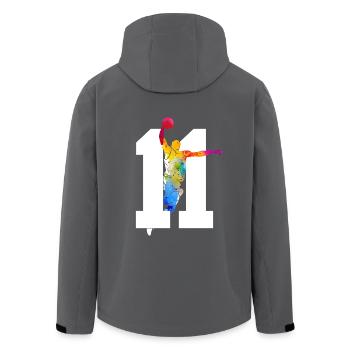 NUMBER 11 BASKETBALL 11TH BIRTHDAY - Men’s Recycled Softshell Jacket by Stanley/Stella - anthracite - Back - AI Model Male 185 light (185cm)