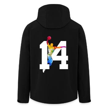 NUMMER 14 BASKETBALL 14. GEBURTSTAG - Recycelte Männer Softshell-Jacke von Stanley/Stella - Schwarz - Hinten - AI Model Male 185 light (185cm)