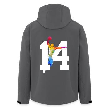 NUMMER 14 BASKETBALL 14. GEBURTSTAG - Recycelte Männer Softshell-Jacke von Stanley/Stella - Anthrazit - Hinten - AI Model Male 185 light (185cm)