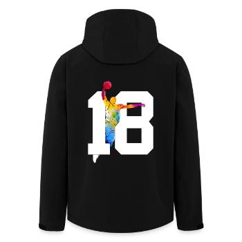 NUMMER 18 BASKETBALL 18. GEBURTSTAG - Recycelte Männer Softshell-Jacke von Stanley/Stella - Schwarz - Hinten - AI Model Male 185 light (185cm)