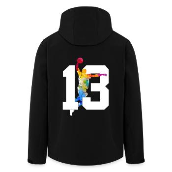 NUMÉRO 13 : 13E ANNIVERSAIRE DE BASKET-BALL - Veste softshell homme en polyester recyclé Stanley/Stella - noir - Dos - AI Model Male 185 light (185cm)