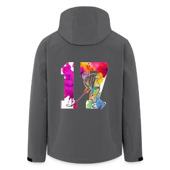 NUMBER 17 HOCKEY 17TH BIRTHDAY - Men’s Recycled Softshell Jacket by Stanley/Stella - black - Back - AI Model Male 185 light (185cm)