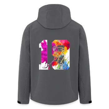 NUMBER 19 HOCKEY 19TH BIRTHDAY - Men’s Recycled Softshell Jacket by Stanley/Stella - black - Back - AI Model Male 185 light (185cm)