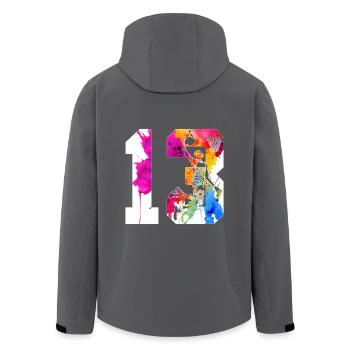 13E ANNIVERSAIRE BASKET-BALL NUMÉRO 13 - Veste softshell homme en polyester recyclé Stanley/Stella - noir - Dos - AI Model Male 185 light (185cm)