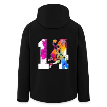 14. GEBURTSTAG BASKETBALL NUMMER 14 - Recycelte Männer Softshell-Jacke von Stanley/Stella - Schwarz - Hinten - AI Model Male 185 light (185cm)