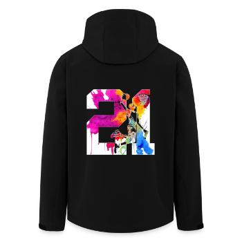 21ST BIRTHDAY BASKETBALL NUMBER 21 - Men’s Recycled Softshell Jacket by Stanley/Stella - black - Back - AI Model Male 185 light (185cm)