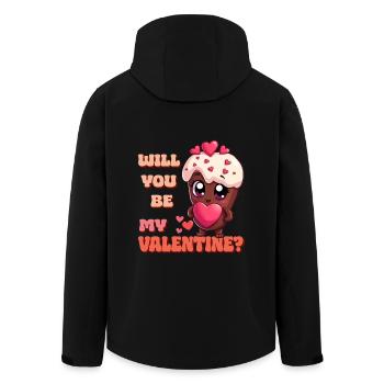 Chocolat Saint-Valentin - Serez-vous mon Valentin - Veste softshell homme en polyester recyclé Stanley/Stella - noir - Dos - AI Model Male 185 light (185cm)