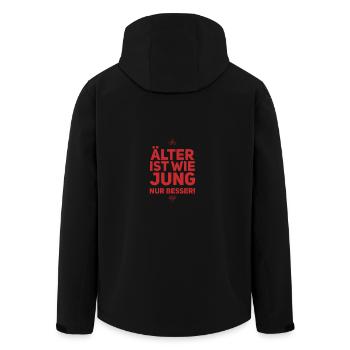 ALT sein ist GEIL - Recycelte Männer Softshell-Jacke von Stanley/Stella - Schwarz - Hinten - AI Model Male 185 light (185cm)