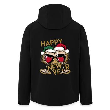 Silvester Outfit Happy New Year Weinglas Rotwein - Recycelte Männer Softshell-Jacke von Stanley/Stella - Schwarz - Hinten - AI Model Male 185 light (185cm)