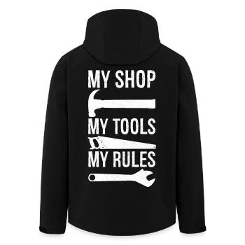 my shop my tools my rules - Men’s Recycled Softshell Jacket by Stanley/Stella - black - Back - AI Model Male 185 light (185cm)
