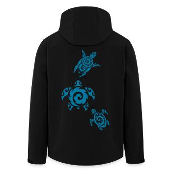 Trois tortues marines bleues - Veste softshell homme en polyester recyclé Stanley/Stella - noir - Dos - AI Model Male 185 light (185cm)