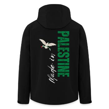 Made in Palestine, vertical design - Men’s Recycled Softshell Jacket by Stanley/Stella - black - Back - AI Model Male 185 light (185cm)