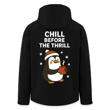 Chill Before The Thrill Drôle de Pingouin des Fêtes - Veste softshell homme en polyester recyclé Stanley/Stella - noir - Dos - AI Model Male 185 light (185cm)