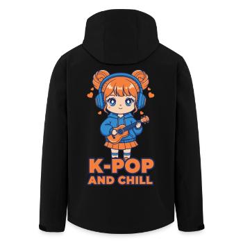 K-POP AND CHILL Cute Korean Kpop Music Anime Girl - Men’s Recycled Softshell Jacket by Stanley/Stella - black - Back - AI Model Male 185 light (185cm)
