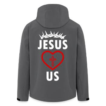 JÉSUS NOUS AIME - Veste softshell homme en polyester recyclé Stanley/Stella - charbon - Dos - AI Model Male 185 light (185cm)