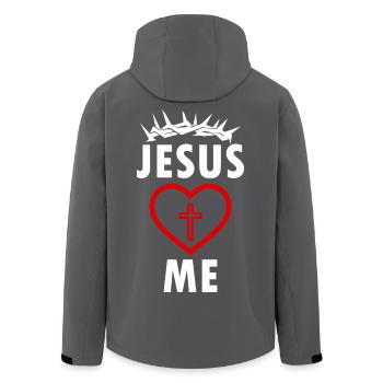 Jésus m’aime - Veste softshell homme en polyester recyclé Stanley/Stella - charbon - Dos - AI Model Male 185 light (185cm)