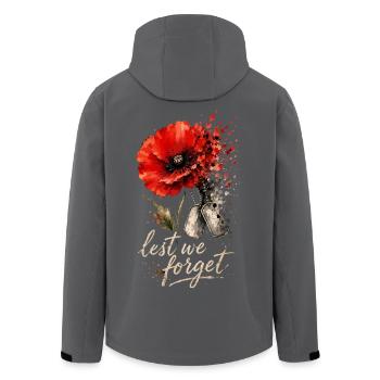 We Forget Poppy Weight | Remembrance Day - Men’s Recycled Softshell Jacket by Stanley/Stella - anthracite - Back - AI Model Male 185 light (185cm)