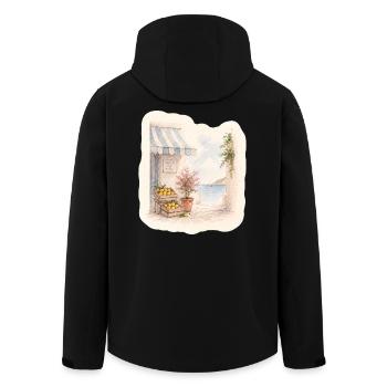 Zitronen am Meer – Markt des Südens - Recycelte Männer Softshell-Jacke von Stanley/Stella - Schwarz - Hinten - AI Model Male 185 light (185cm)