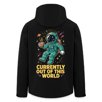 Astronaut with coffee in space - Men’s Recycled Softshell Jacket by Stanley/Stella - black - Back - AI Model Male 185 light (185cm)