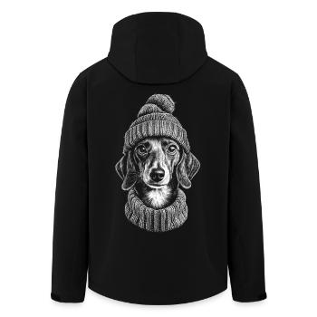 Dachshund bobble hat hat dachshund dog dog - Men’s Recycled Softshell Jacket by Stanley/Stella - black - Back - AI Model Male 185 light (185cm)