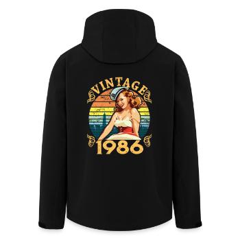 Vintage 1986 Retro Pin-Up Girl, Geschenk zum 36. Geburtstag - Recycelte Männer Softshell-Jacke von Stanley/Stella - Schwarz - Hinten - AI Model Male 185 light (185cm)