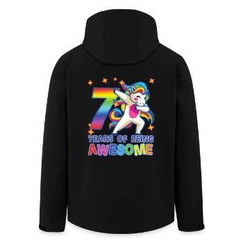 Geschenk zum 7. Geburtstag für Mädchen Einhorn 7 Jahre alt - Recycelte Männer Softshell-Jacke von Stanley/Stella - Schwarz - Hinten - AI Model Male 185 light (185cm)