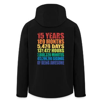 Lustiges Geschenk zum 15. Geburtstag, Alters-Countdown - Recycelte Männer Softshell-Jacke von Stanley/Stella - Schwarz - Hinten - AI Model Male 185 light (185cm)