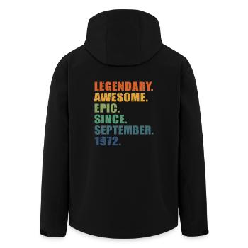 50e anniversaire, septembre 1972, 50e anniversaire - Veste softshell homme en polyester recyclé Stanley/Stella - noir - Dos - AI Model Male 185 light (185cm)