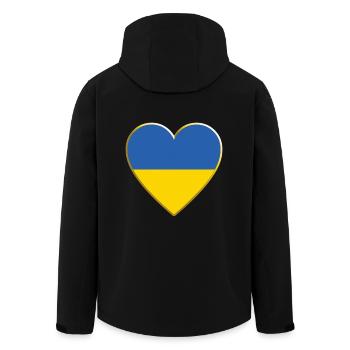 Ukraine Flagge Herz, Ukrainische Flagge - Recycelte Männer Softshell-Jacke von Stanley/Stella - Schwarz - Hinten - AI Model Male 185 light (185cm)