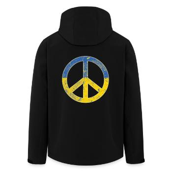 Ukraine Flagge Friedenssymbol - Flagge der Ukraine - Recycelte Männer Softshell-Jacke von Stanley/Stella - Schwarz - Hinten - AI Model Male 185 light (185cm)