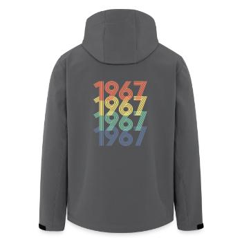 Cool Retro 1967, 55 Years Old, 55th Birthday Gift - Men’s Recycled Softshell Jacket by Stanley/Stella - black - Back - AI Model Male 185 light (185cm)