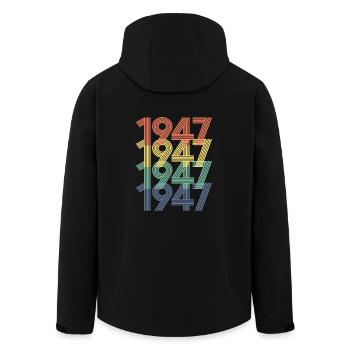 Cool Retro 1947, 75 Years Old, 75th Birthday Gift - Men’s Recycled Softshell Jacket by Stanley/Stella - black - Back - AI Model Male 185 light (185cm)