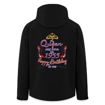 A Queen Was Born In 1955 - 67 Years Old Birthday - Men’s Recycled Softshell Jacket by Stanley/Stella - black - Back - AI Model Male 185 light (185cm)