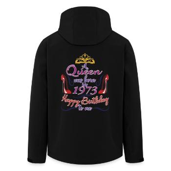 Une reine est née en 1973 - 50 ans anniversaire - Veste softshell homme en polyester recyclé Stanley/Stella - noir - Dos - AI Model Male 185 light (185cm)